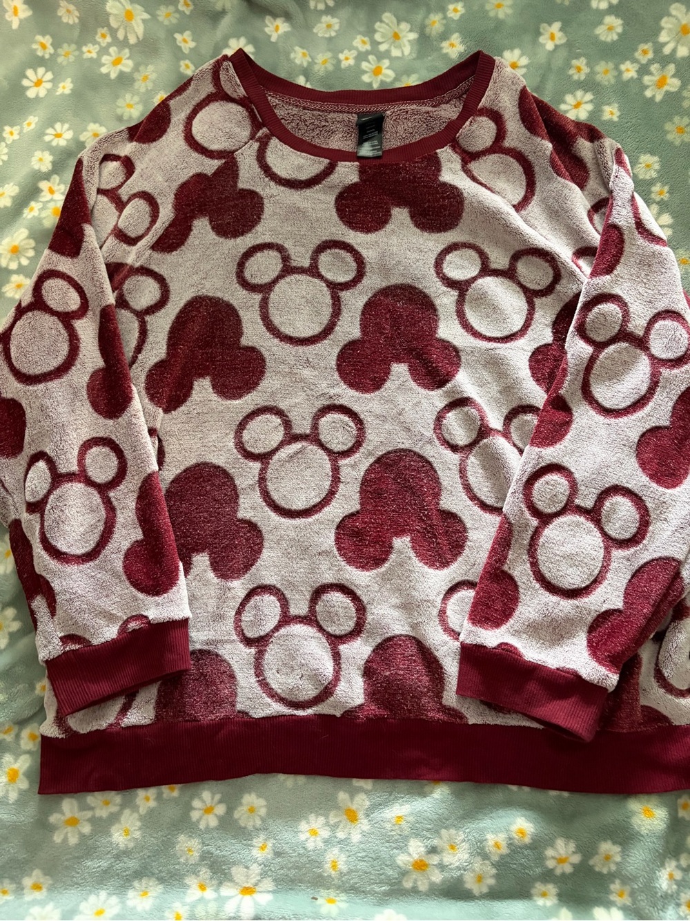 Disney Maroon and Light Blush Plush-Lined Sweatshirt